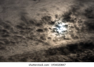 Close-up Of A Dark Dramatic Cloudy Sky, Full Frame, Photography.