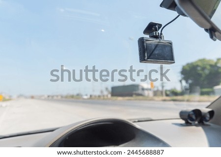  Closeup to dash camera in the car