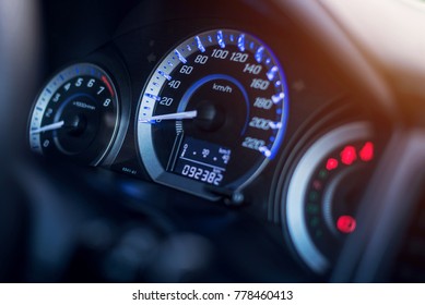Closeup dashboard of mileage car