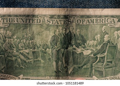 Closeup Declaration Independence Drawing Back Two Stock Photo ...