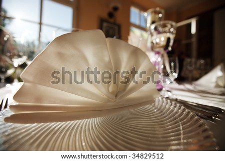 Close-up of decoration of a dinnertable.
