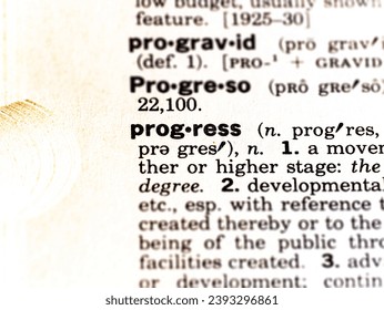 Closeup of the definition of progress