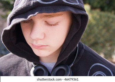 Closeup Of A Depressed Teen.