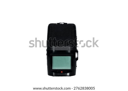 Close-up of a desktop voice recorder designed for capturing meetings, interviews, lectures, and spoken notes, featuring a compact tabletop form suitable for professional and everyday audio recording use.