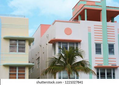 Close-up Detail Of Art Deco Buildings In Miami, Florida