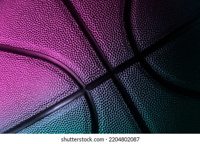 Closeup detail of basketball ball texture background. Neon banner art concept. Horizontal sport theme poster, greeting cards, headers, website and app - Powered by Shutterstock