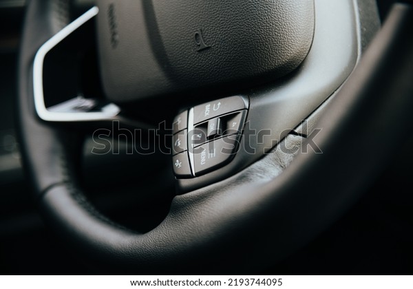 closeup detail of modern car with technology\
without person