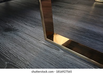 Closeup Detail Of Table Leg, Luxury Furniture Style With Gold Leg