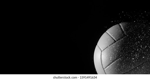 Closeup detail of volleyball ball texture background. Black and white