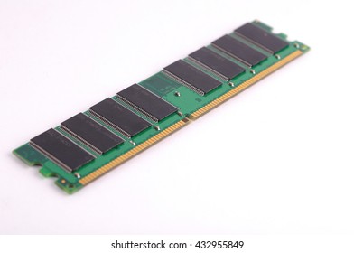 closeup details of computer memory (RAM) isolated on white background 