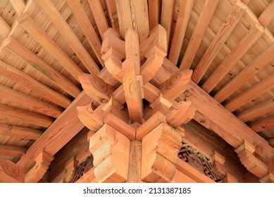 A close-up of the details of traditional Chinese classical timber structures