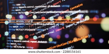 Closeup developing programming and coding technologies. Developer working on web sites codes in office. Technology background.