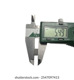 Close-up of a digital caliper measuring a small object with precision. The display shows the measurement in millimeters, illustrating accuracy and detail. Ideal for engineering or technical work. - Powered by Shutterstock