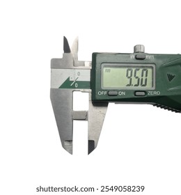 Close-up of a digital caliper measuring a small object with precision. The display shows the measurement in millimeters, illustrating accuracy and detail. Ideal for engineering or technical work. - Powered by Shutterstock