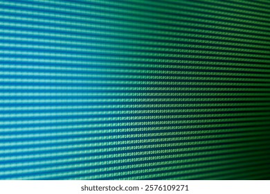 Close-up of a digital display featuring binary code in blue and green tones, representing technology and data. Ideal for tech-related projects. - Powered by Shutterstock - Get 15% off with code: PIKWIZARD15