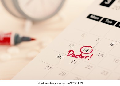 closeup doctor appointment on calendar, medical concept