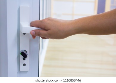 Mans Hand Grasping Handle Open Door Stock Photo (Edit Now) 1875214816