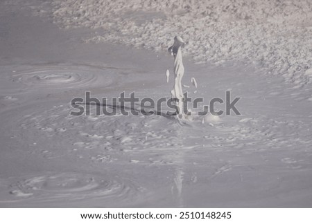 Close-up of drop of mud in boiling mudpot in Yellowstone