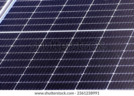 Close-up of eco solar cell power plant technology.landscape of solar cell panels in photovoltaic power plant. Sustainable resources and renewable energy concept