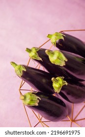 Closeup Of Eggplants Inan Iron  Bowl