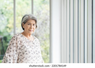 Closeup Of Elderly Asian Woman Standing With Walker. Senior Older Woman Using Walker At Home. Retirement, Health Care Concept