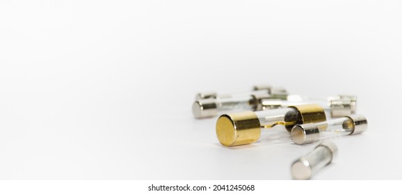 Close-up Of Electric Fuse, Glass Tube Fuse,