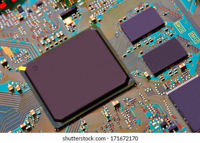 Closeup of electronic circuit board