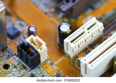 Closeup electronic circuit board dirty.