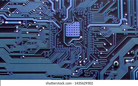 Closeup of electronic circuit board, inside of computer