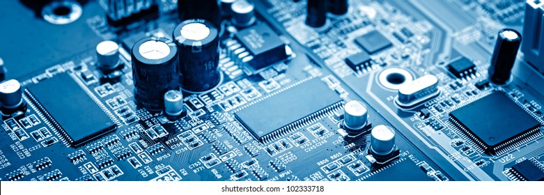 Close-up Of Electronic Circuit Board With Processor