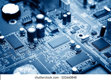 close-up of electronic circuit board with processor