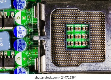 close-up of electronic circuit board with processor