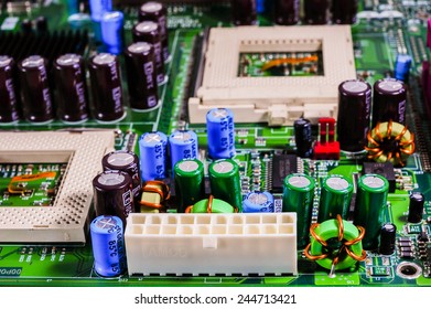 close-up of electronic circuit board with processor