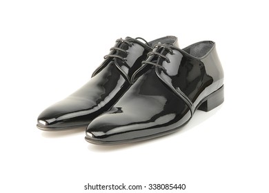 Close-up Of Elegant Mens Shoes On White Background