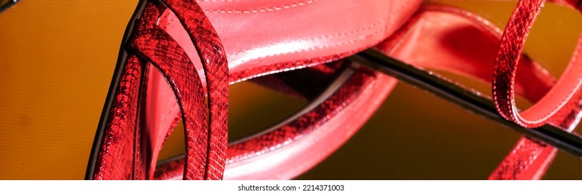 Closeup Elegant Pink Snakeskin Heeled