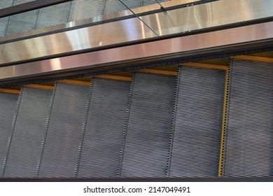 Close-up of elevator escalator in city mall