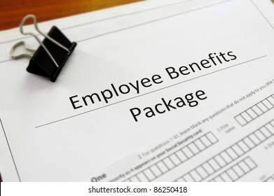 Closeup of an employee benefit package