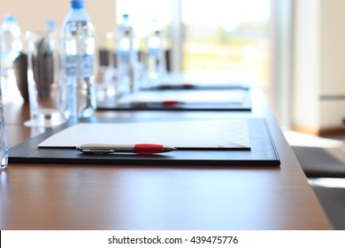 Closeup Of An Empty Conference Room Before Meeting