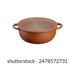 Closeup empty cooking clay pot or earthen cooking pot isolated on white background