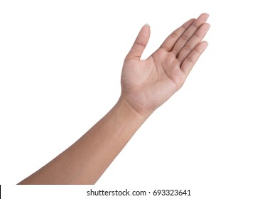 Close-up Empty hands, hands on white background, isolated - Shutterstock ID 693323641