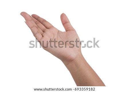 Close-up Empty hands, hands on white background,