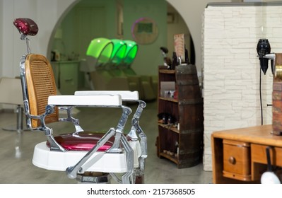 Close-up Of Empty Interior Of Modern Hairdressing Salon, Nobody