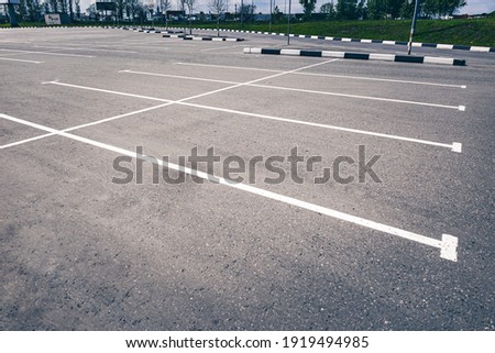 Closeup of the empty parking lots near trade center