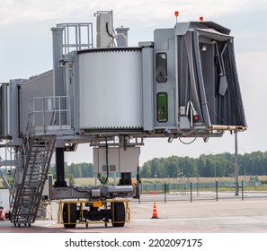 Close-up Empty Passenger Air Bridge At Airport Apron