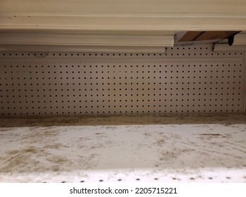 A Closeup Of An Empty Shelf At A Grocery Store.