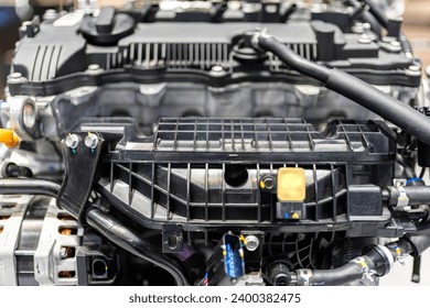 Close-up of engine in car