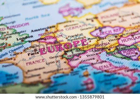 Close-up of European Names on Maps Stock foto © 