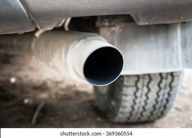 Closeup Exhaust Pipe Of Car