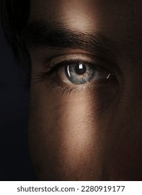 close-up of an eye  in the shadows