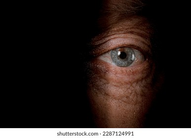 close-up of an eye  in the shadows